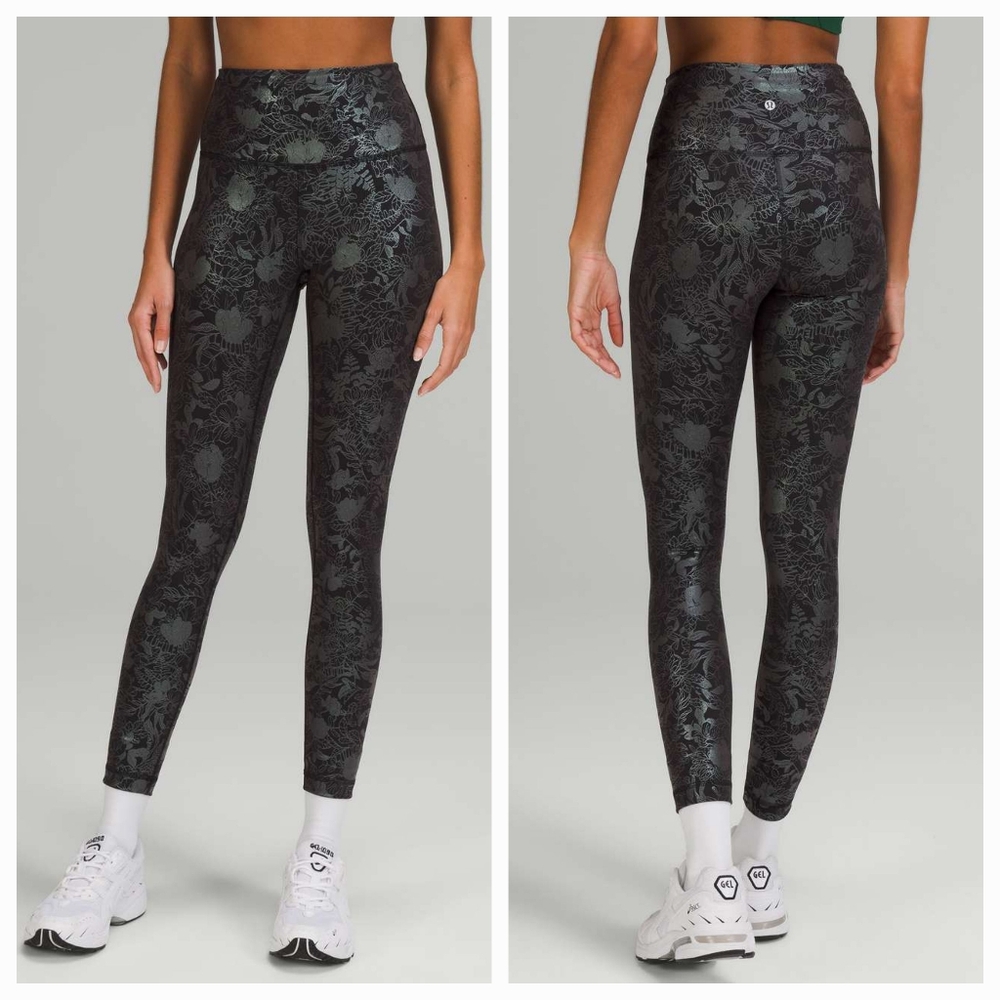 Lululemon Wunder Train High-Rise Tight 25" *FoilLogo Flourish Black Iridescent